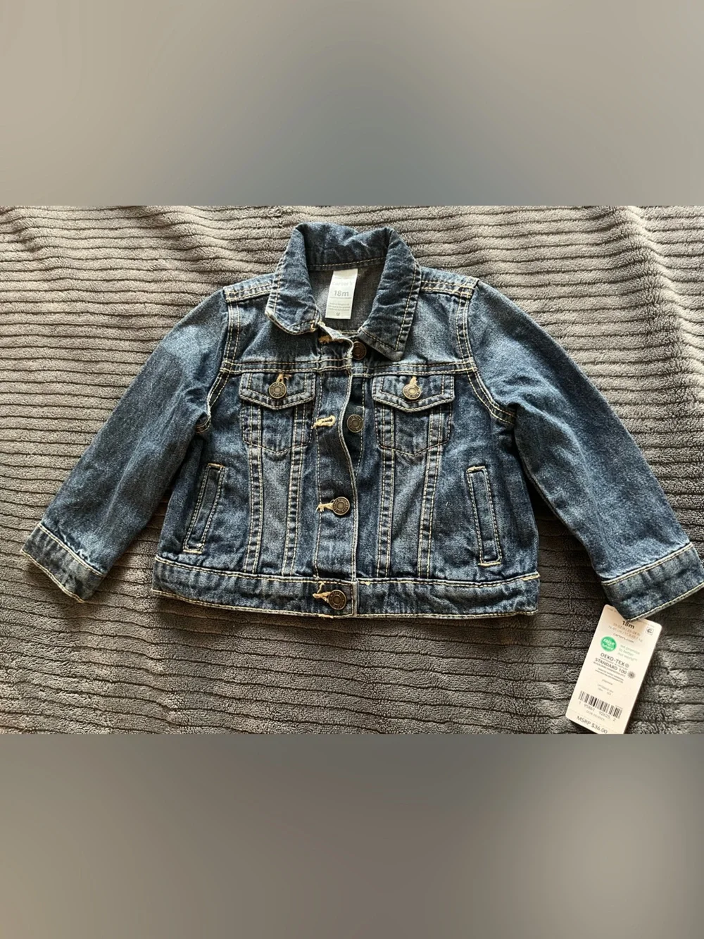 Carter's Kids Dark Blue Denim Jacket with Button Front